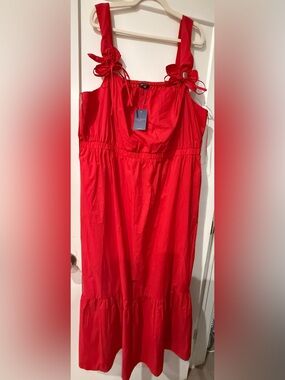 Skies Are Blue Red Tie-Strap Maxi Sundress